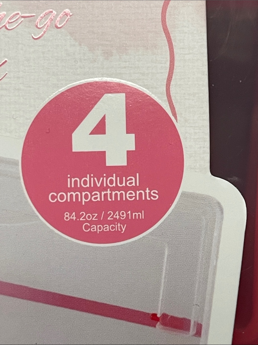 CWC Clear Plastic Snack Box with Red Dividers L O V E NWT - Picture 3 of 6